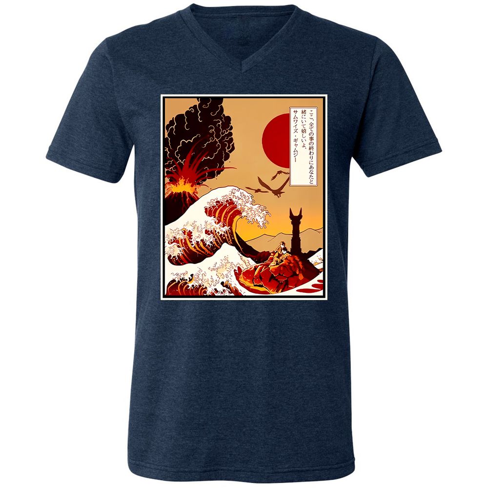Unisex V-Neck T-Shirt - MB4WF3TR - Heather Navy - 15