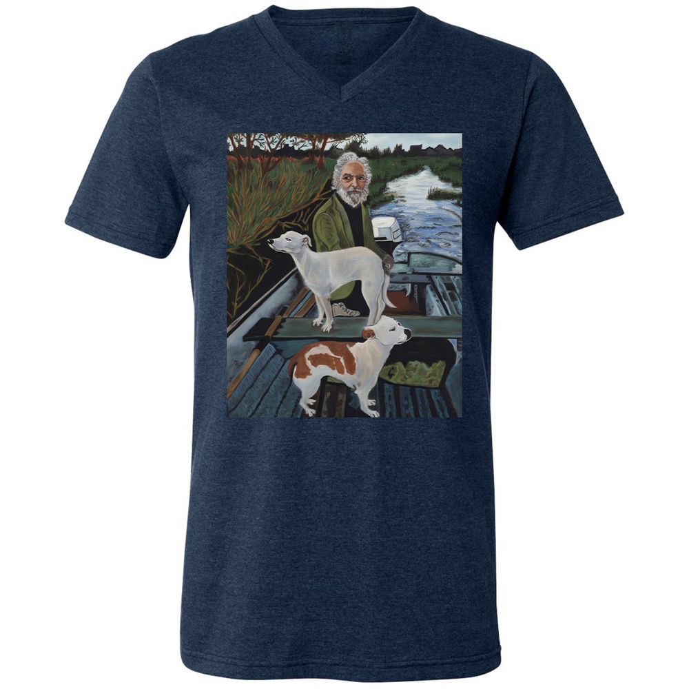 Unisex V-Neck T-Shirt - GQHE6N7J - Heather Navy - 15