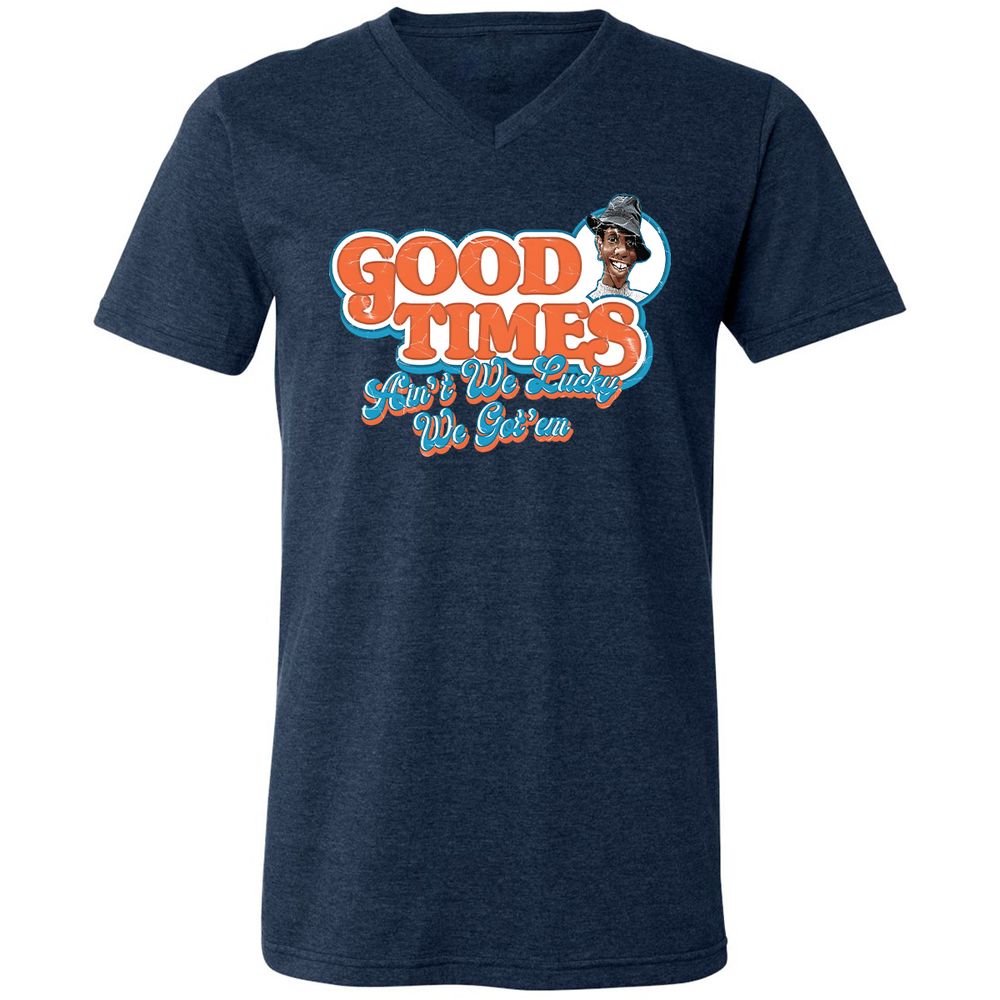 Unisex V-Neck T-Shirt - YNABNTNT - Heather Navy - 15