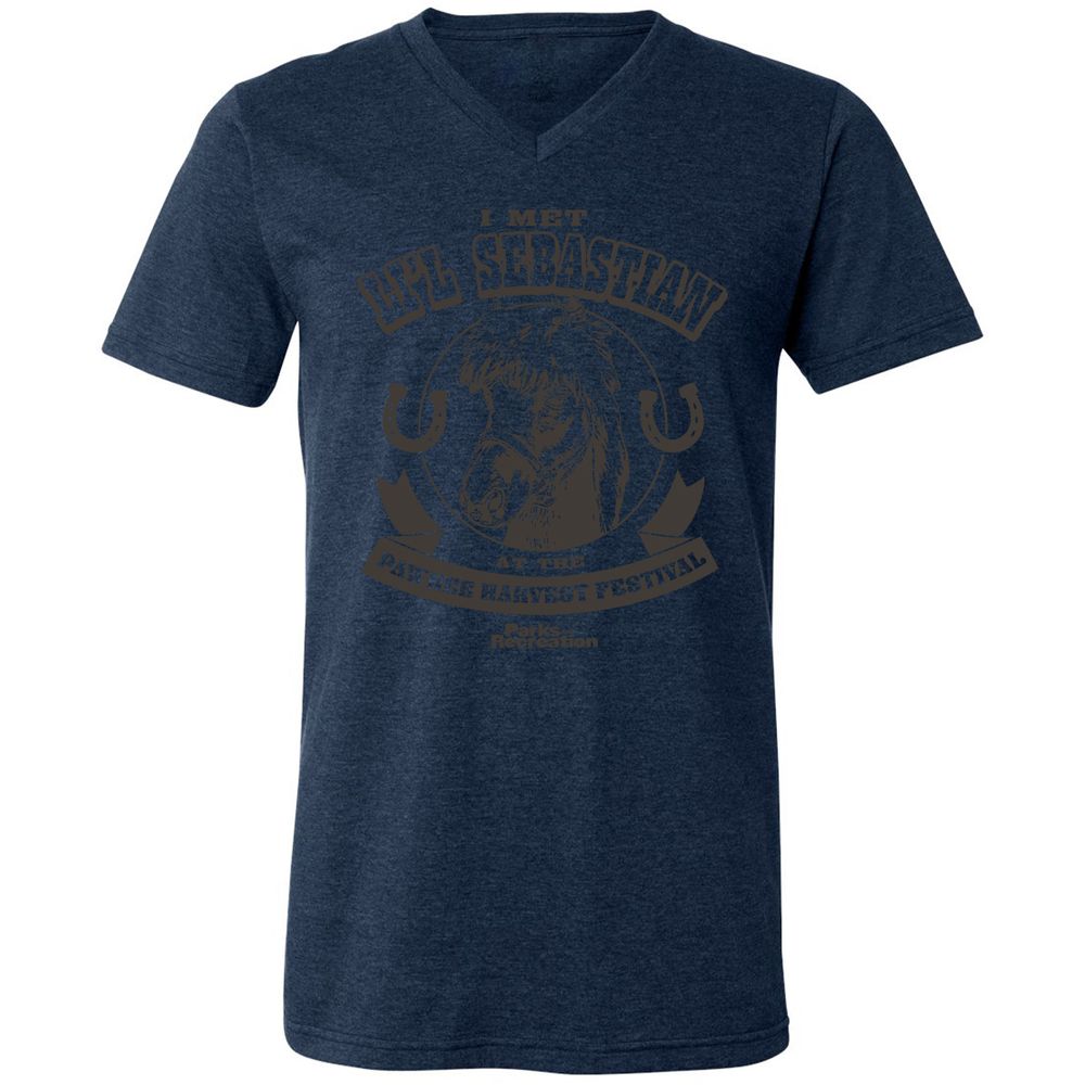 Unisex V-Neck T-Shirt - QMHL7322 - Heather Navy - 15