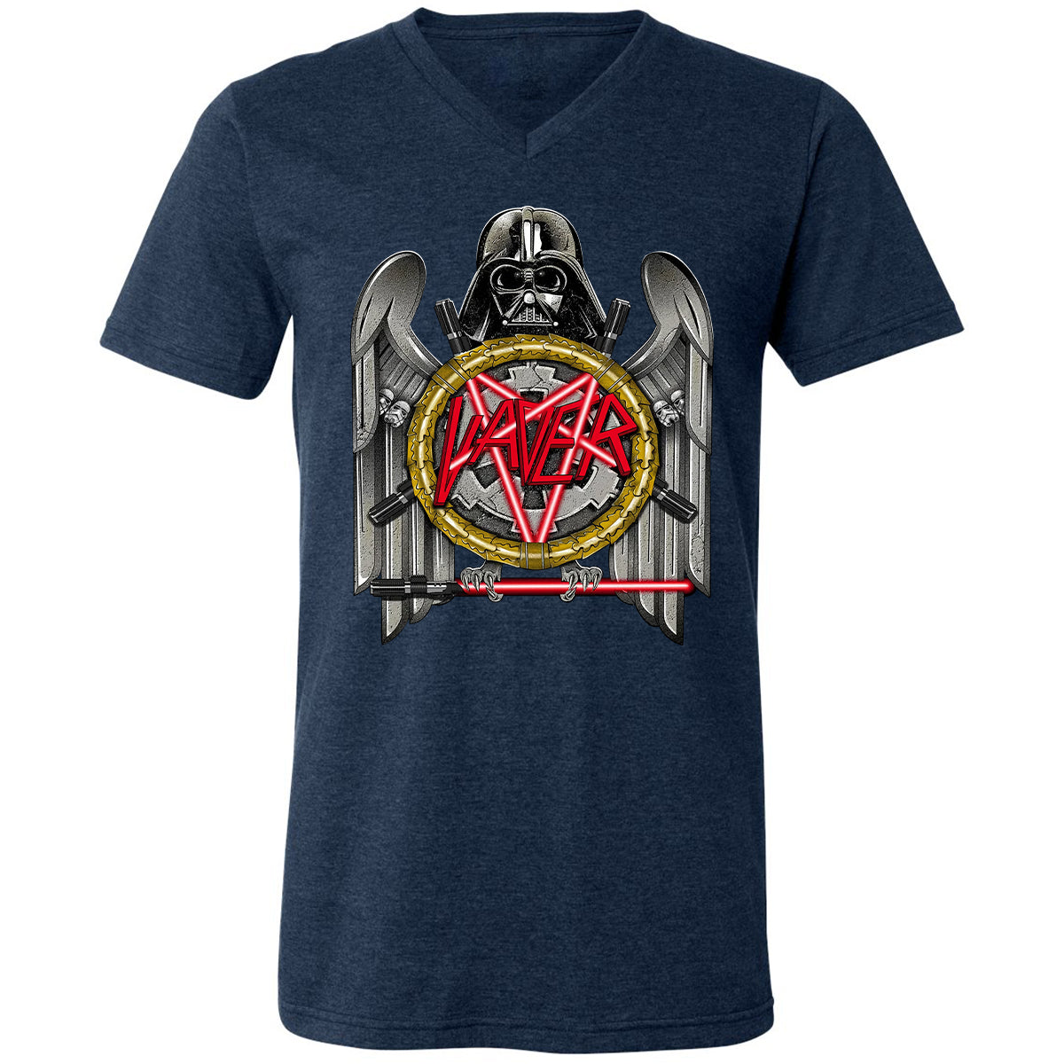 Unisex V-Neck T-Shirt - LQHHBQDZ - Heather Navy - 15