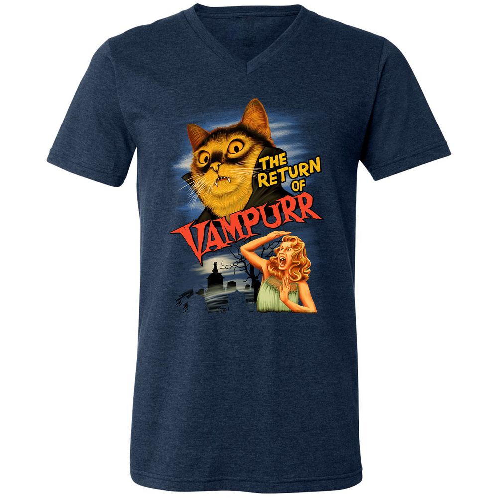 Unisex V-Neck T-Shirt - 2VN74J2Q - Heather Navy - 15