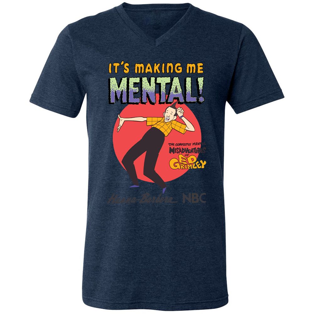 Unisex V-Neck T-Shirt - 4CDQ3YKK - Heather Navy - 15