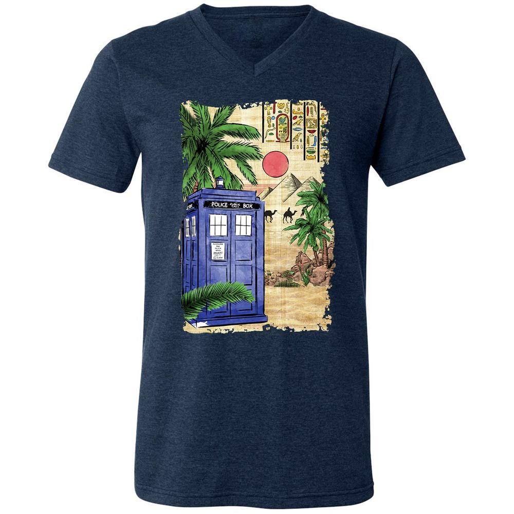 Unisex V-Neck T-Shirt - 5MP4BHL2 - Heather Navy - 15