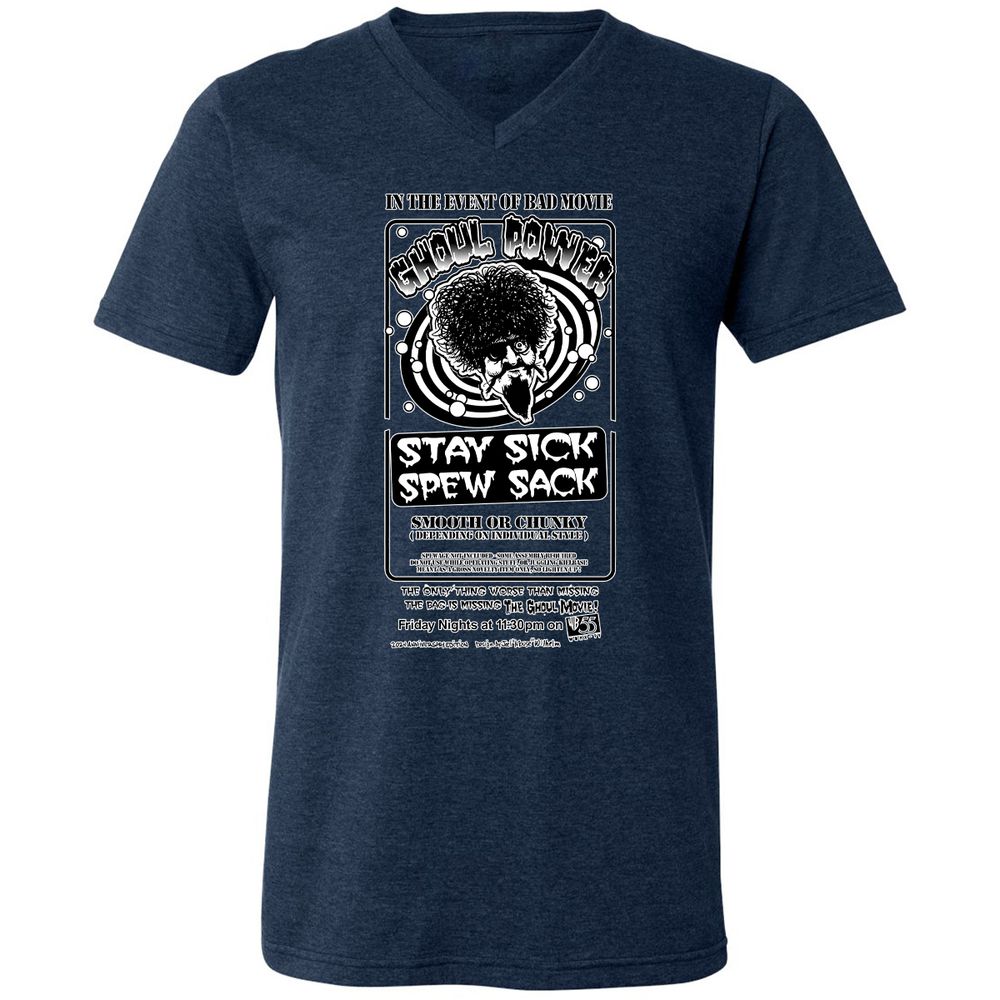 Unisex V-Neck T-Shirt - MKPWBWCH - Heather Navy - 15