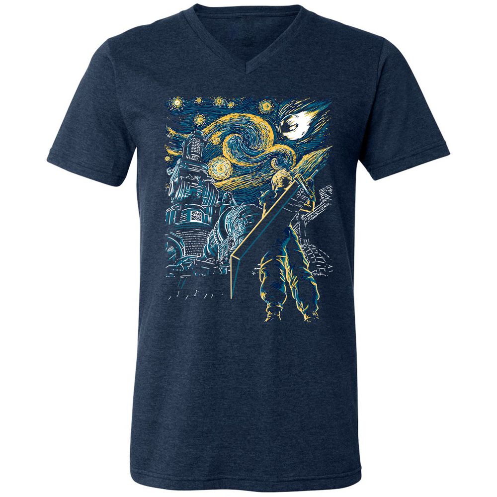 Unisex V-Neck T-Shirt - KHKSH84N - Heather Navy - 15