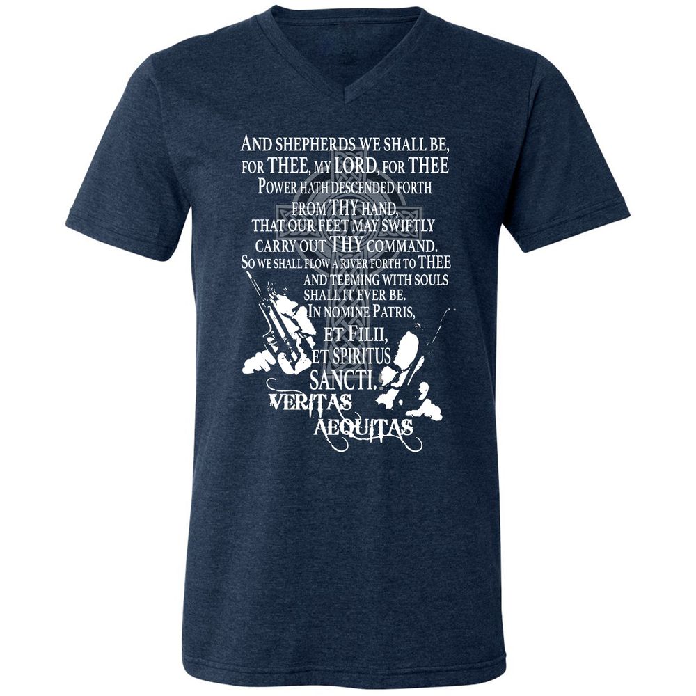 Unisex V-Neck T-Shirt - Black - Heather Navy - 15