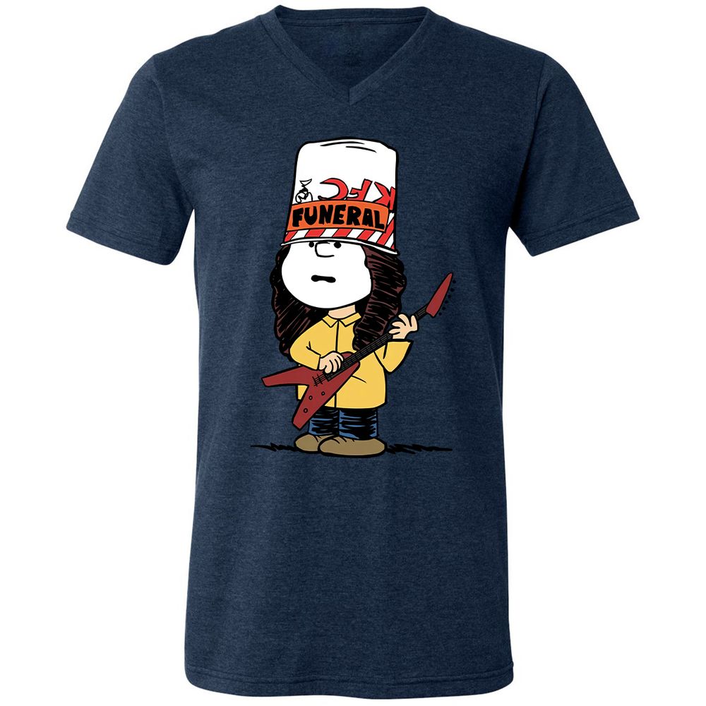 Unisex V-Neck T-Shirt - JKBJ6XKP - Heather Navy - 15