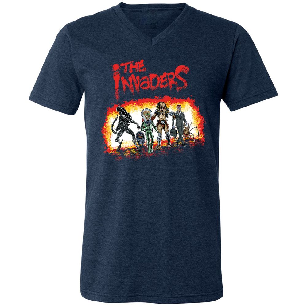 Unisex V-Neck T-Shirt - Y2T8TR4X - Heather Navy - 15
