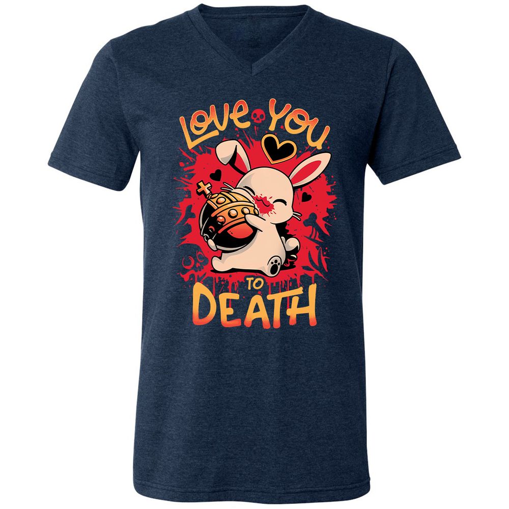 Unisex V-Neck T-Shirt - YKB24ZBM - Heather Navy - 15