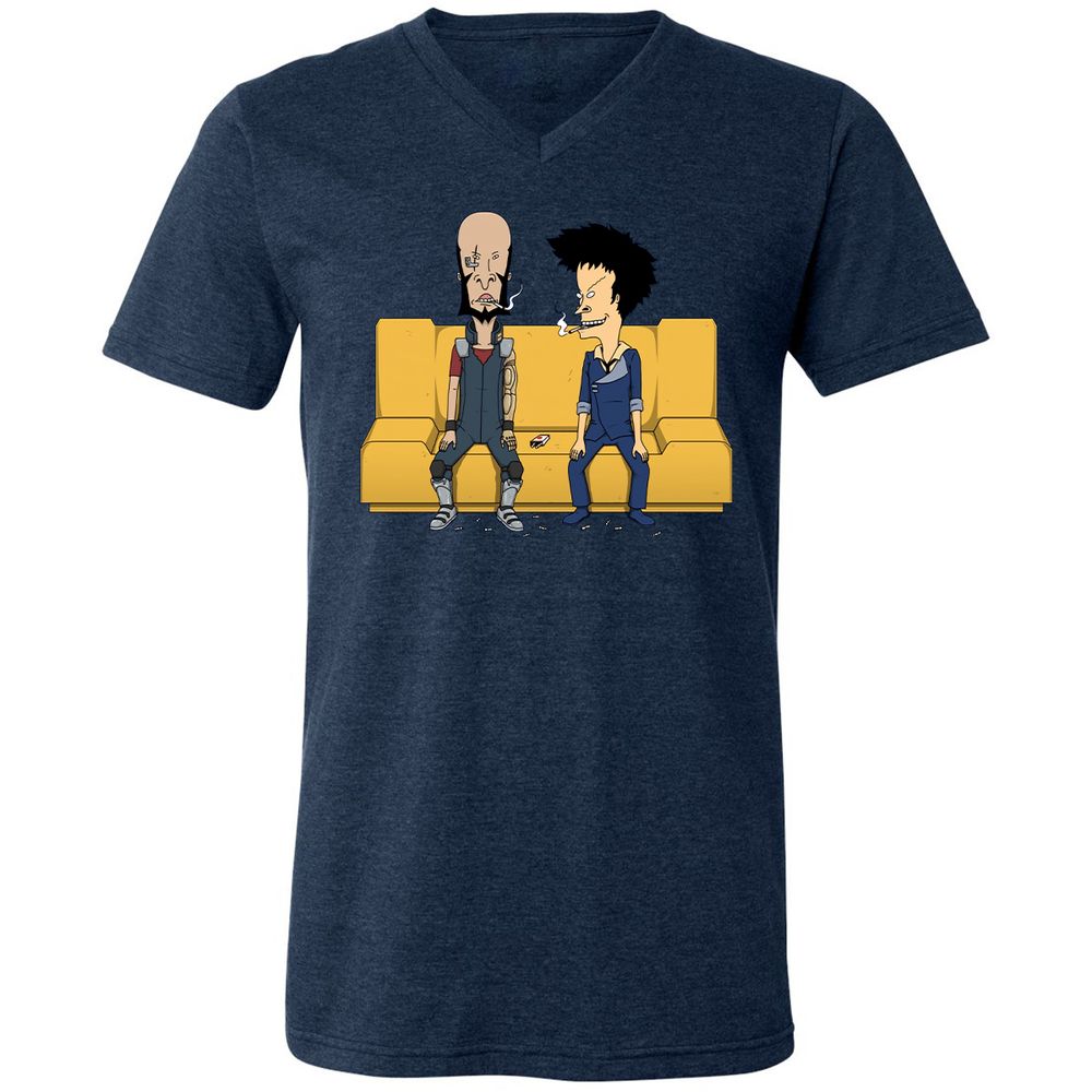 Unisex V-Neck T-Shirt - SLL4CKTH - Heather Navy - 15