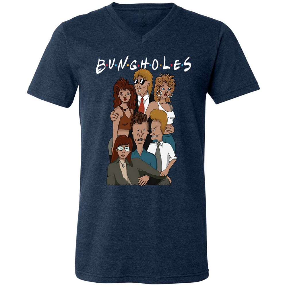 Unisex V-Neck T-Shirt - JX19L8NC - Heather Navy - 15