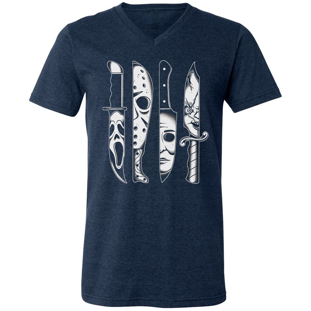 Unisex V-Neck T-Shirt - 91R624YQ - Heather Navy - 15