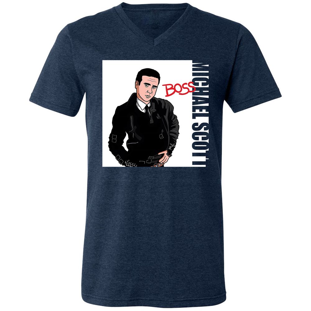 Unisex V-Neck T-Shirt - MZP4A9WC - Heather Navy - 15