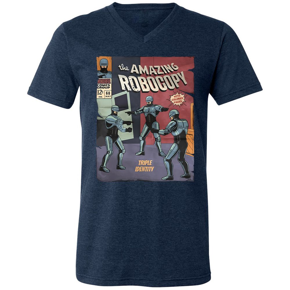 Unisex V-Neck T-Shirt - RUGQH3AP - Heather Navy - 15