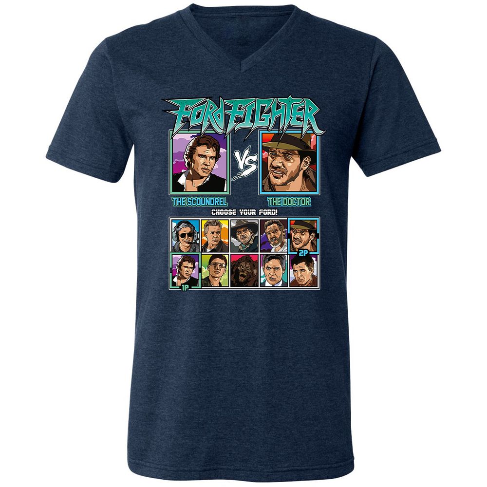 Unisex V-Neck T-Shirt - 5ZL2M52S - Heather Navy - 15