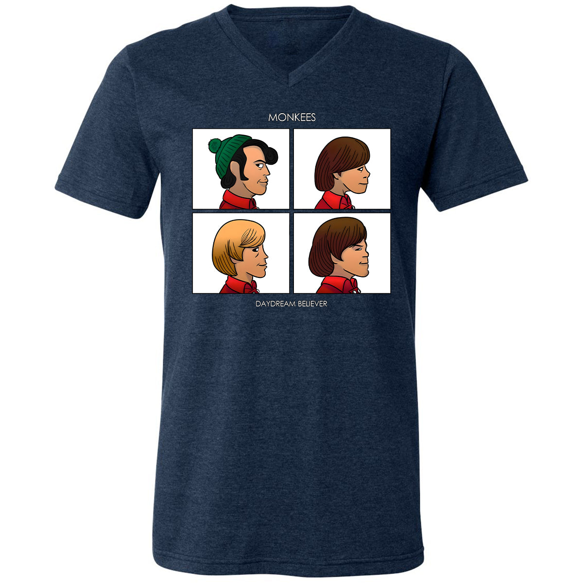 Unisex V-Neck T-Shirt - CM7UKVFY - Heather Navy - 15