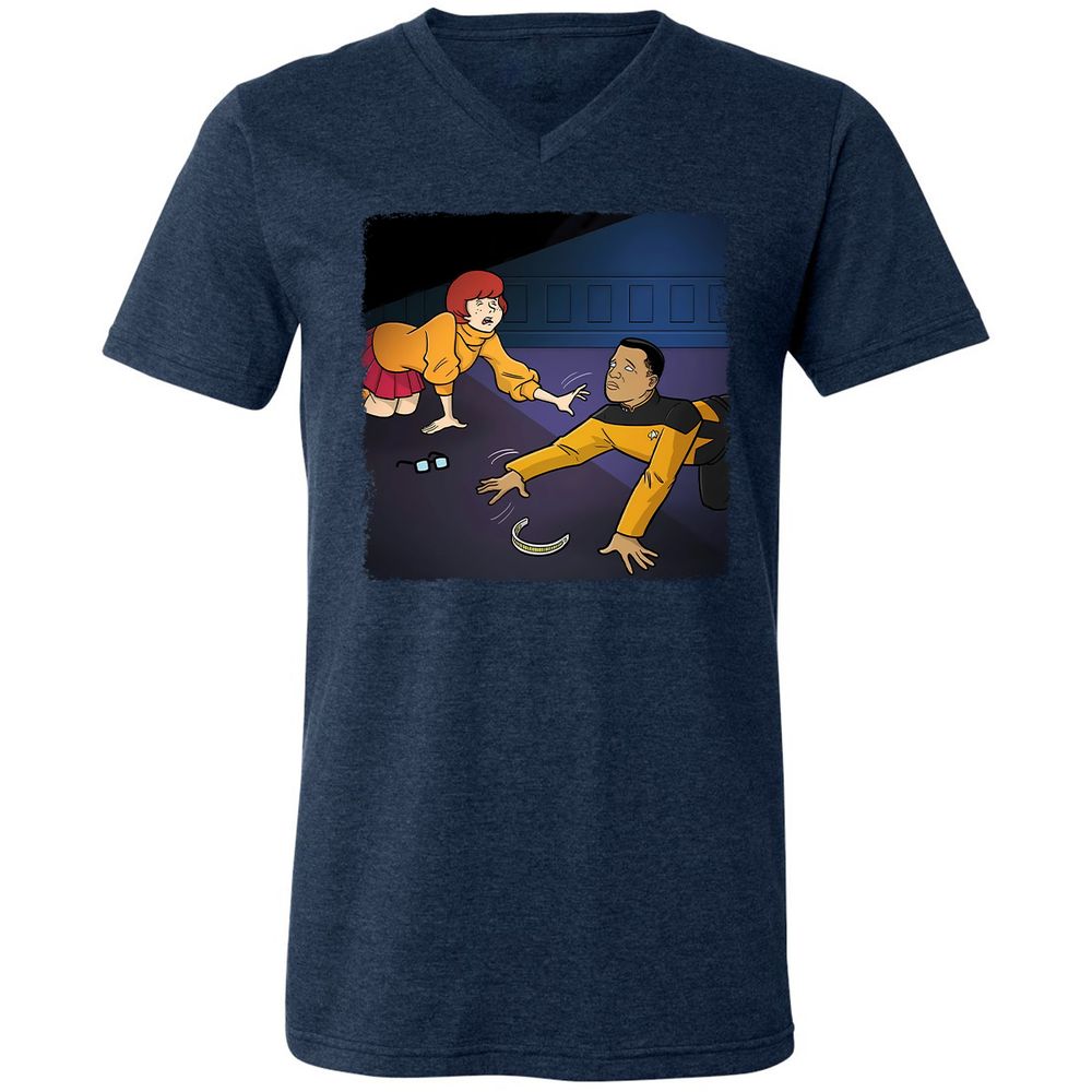 Unisex V-Neck T-Shirt - 5JJW8L6F - Heather Navy - 15