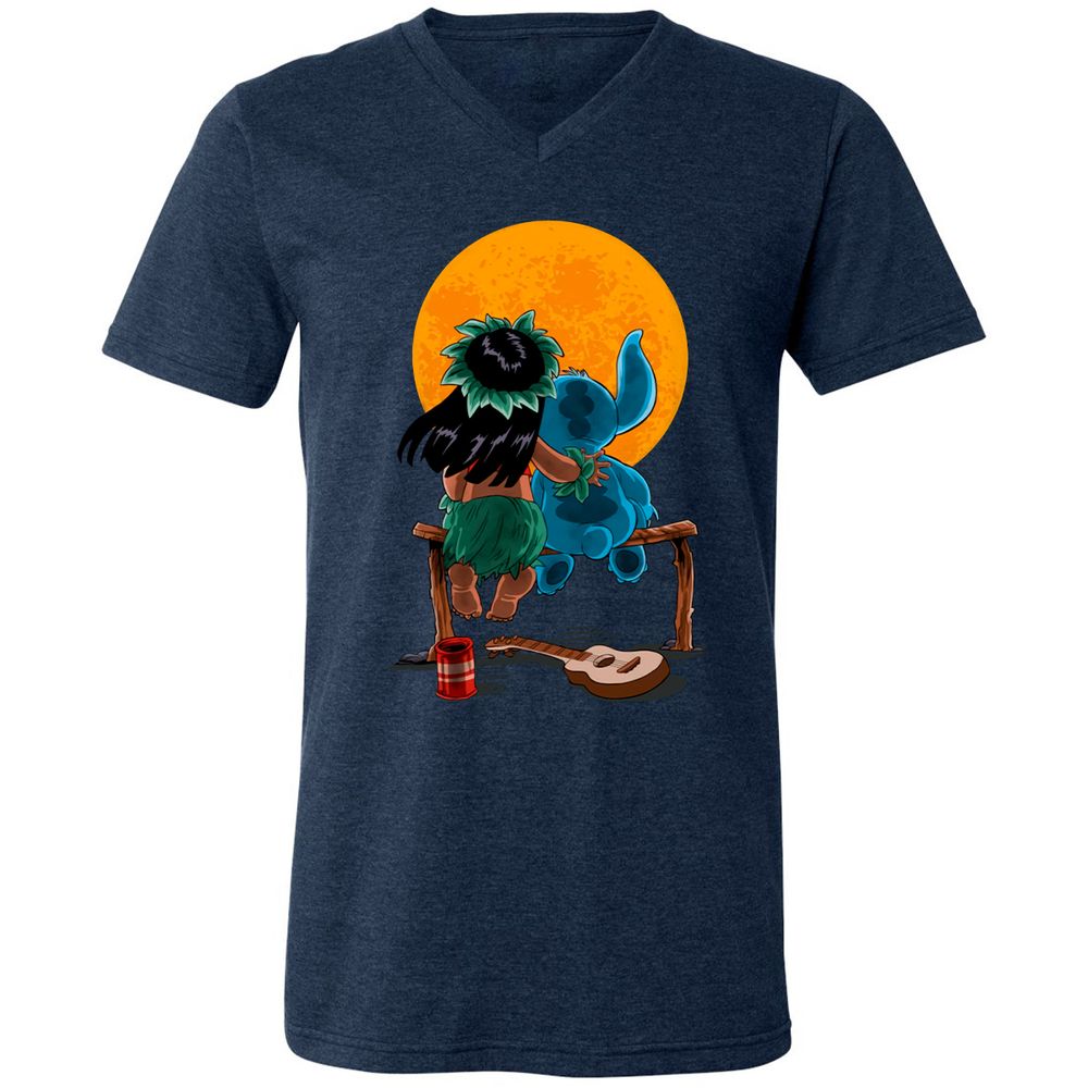Unisex V-Neck T-Shirt - DC6H9N74 - Heather Navy - 15