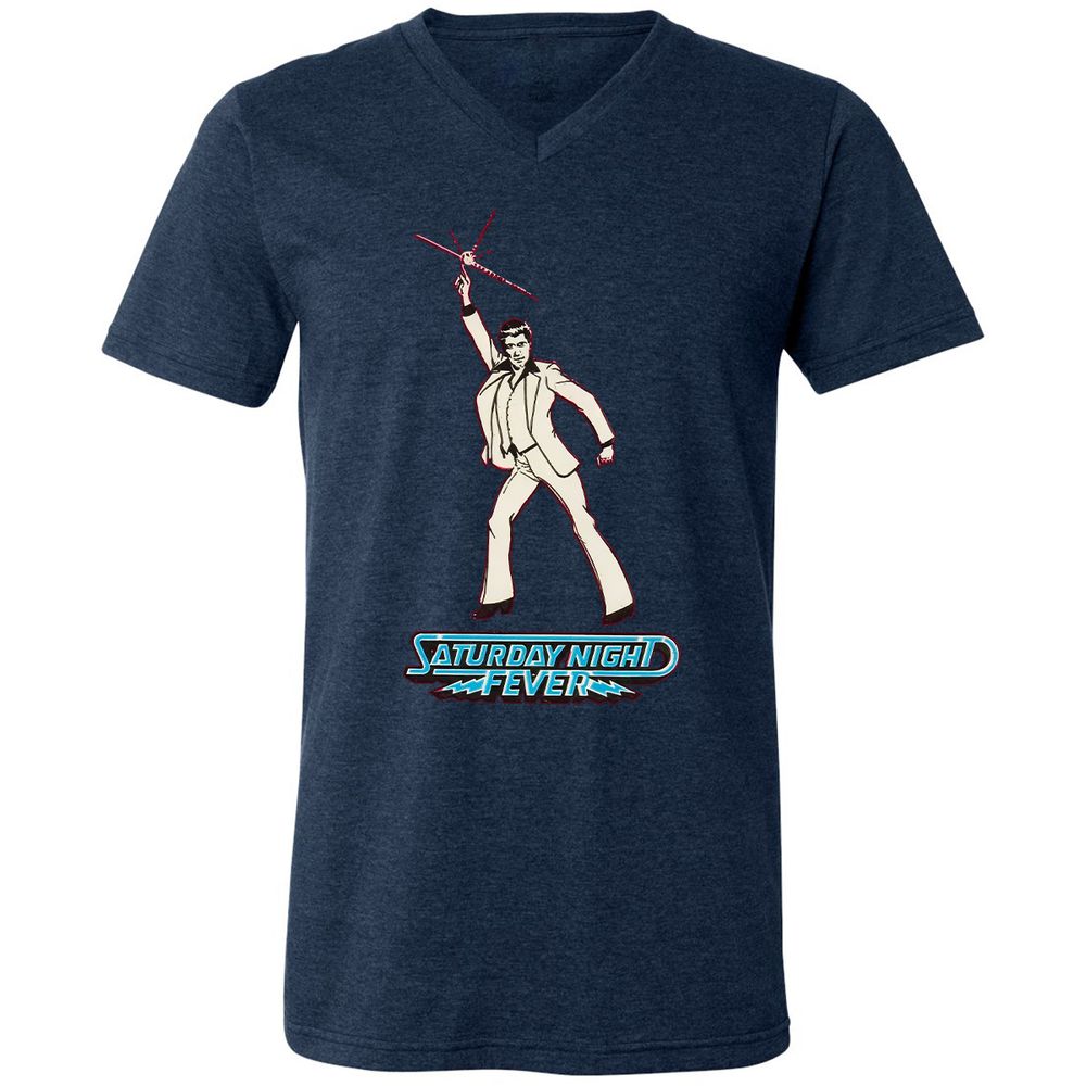Unisex V-Neck T-Shirt - 4NDD2QKU - Heather Navy - 15