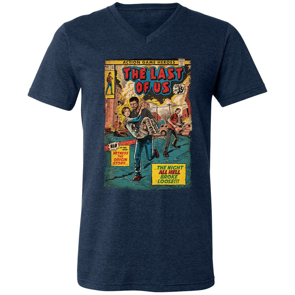 Unisex V-Neck T-Shirt - 66ESQ295 - Heather Navy - 15