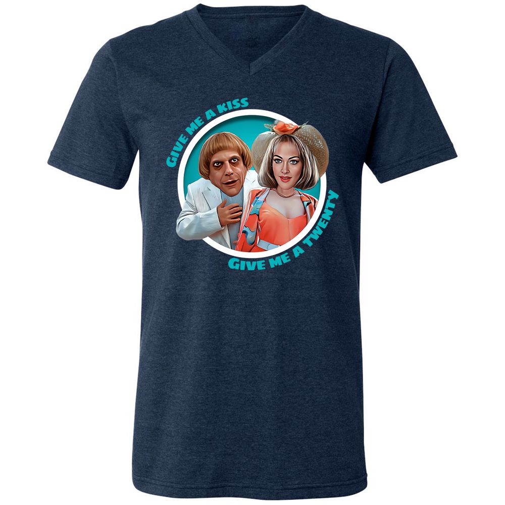 Unisex V-Neck T-Shirt - V1TWMYHN - Heather Navy - 15