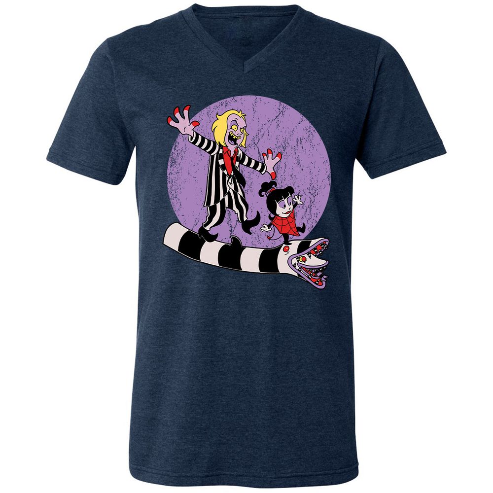 Unisex V-Neck T-Shirt - SKB9WUQH - Heather Navy - 15