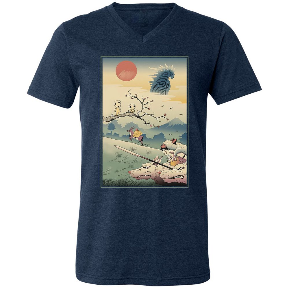 Unisex V-Neck T-Shirt - T5GTQ457 - Heather Navy - 15