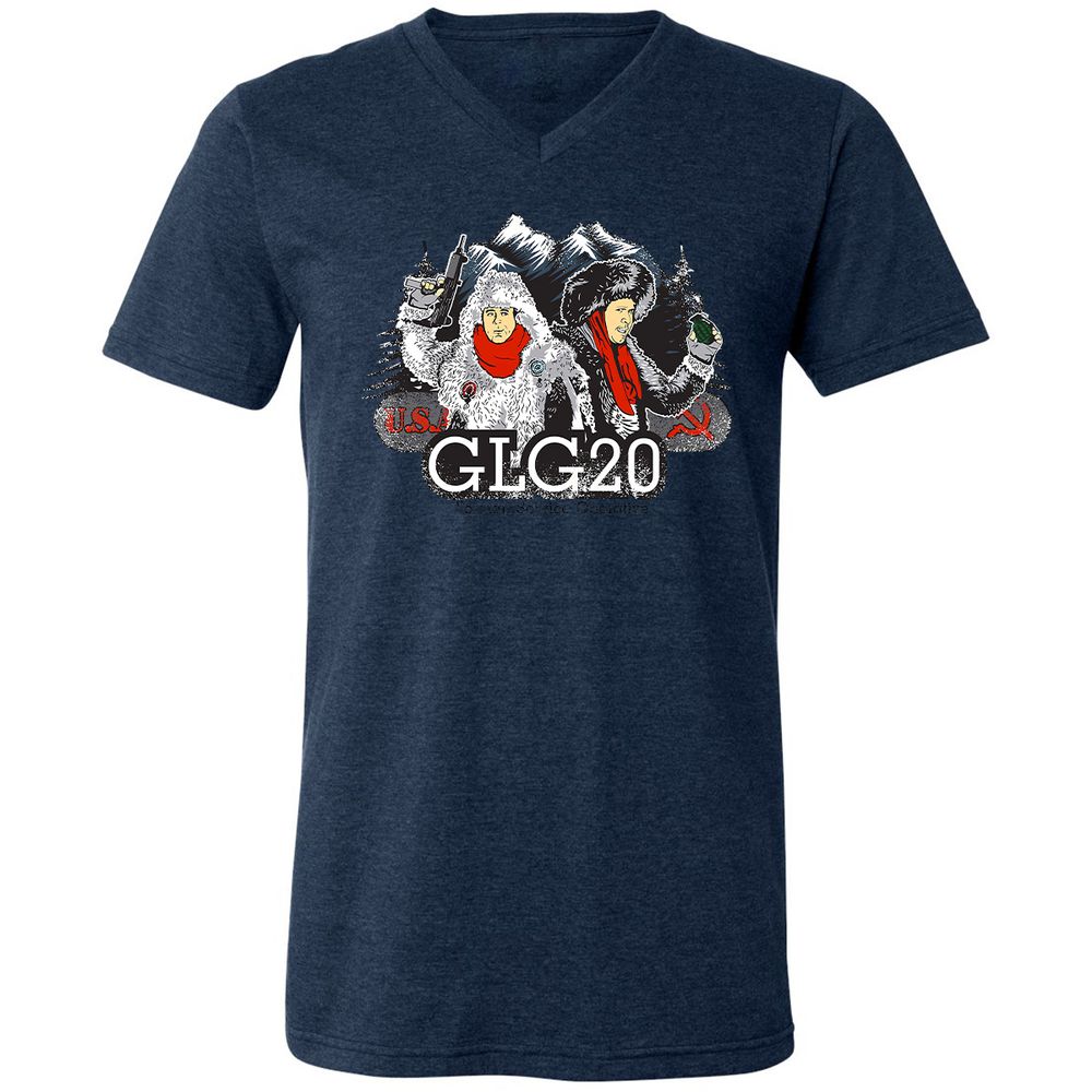 Unisex V-Neck T-Shirt - EQZB5MKD - Heather Navy - 15
