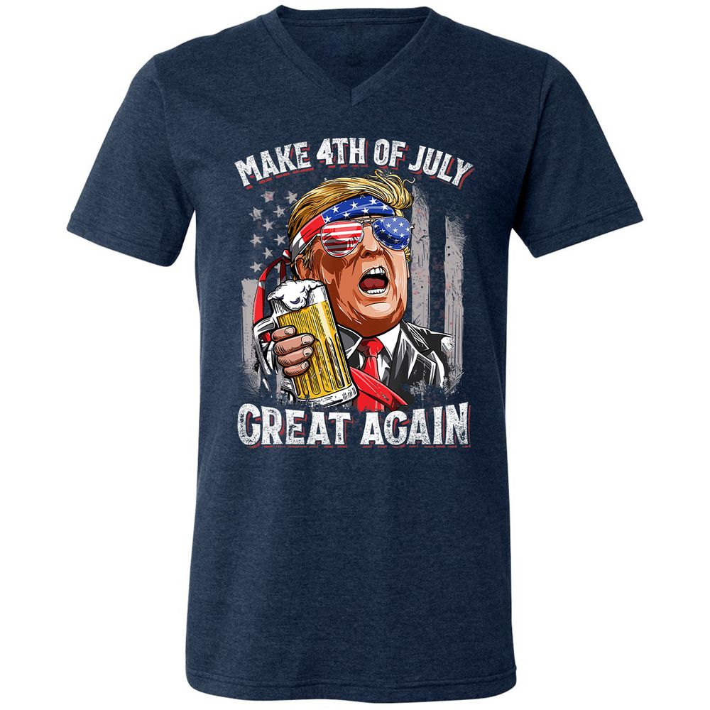 Unisex V-Neck T-Shirt - 76F9U3NA - Heather Navy - 15