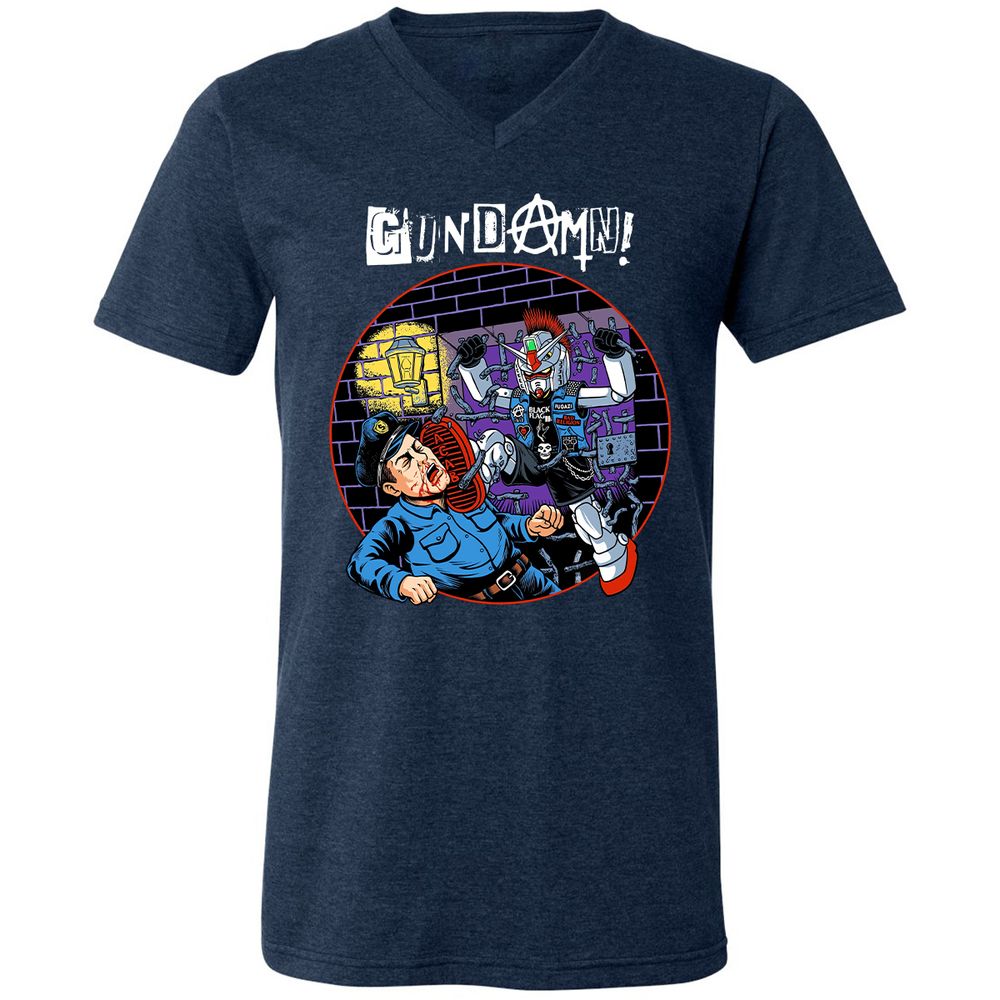 Unisex V-Neck T-Shirt - ZL4MBJFX - Heather Navy - 15