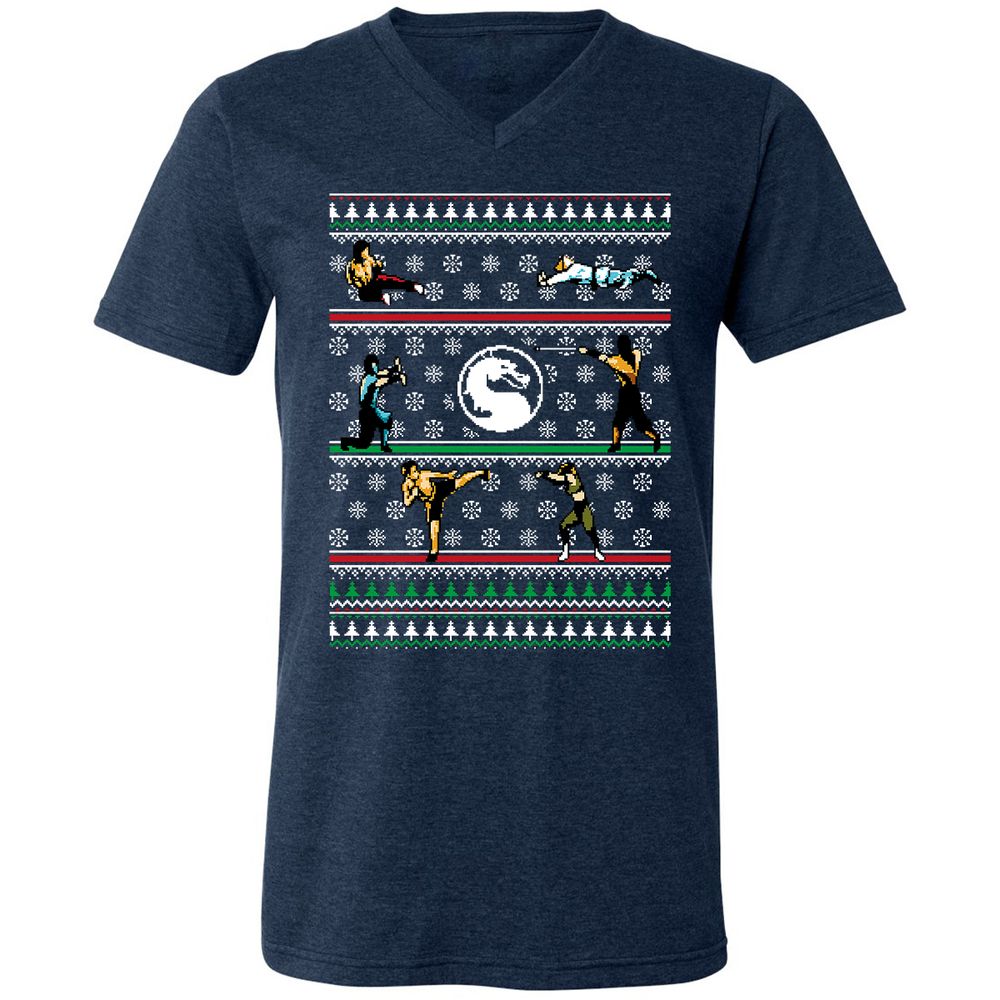Unisex V-Neck T-Shirt - FEUL3ETK - Heather Navy - 15