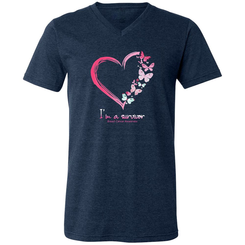 Unisex V-Neck T-Shirt - BWBBQZCD - Heather Navy - 15