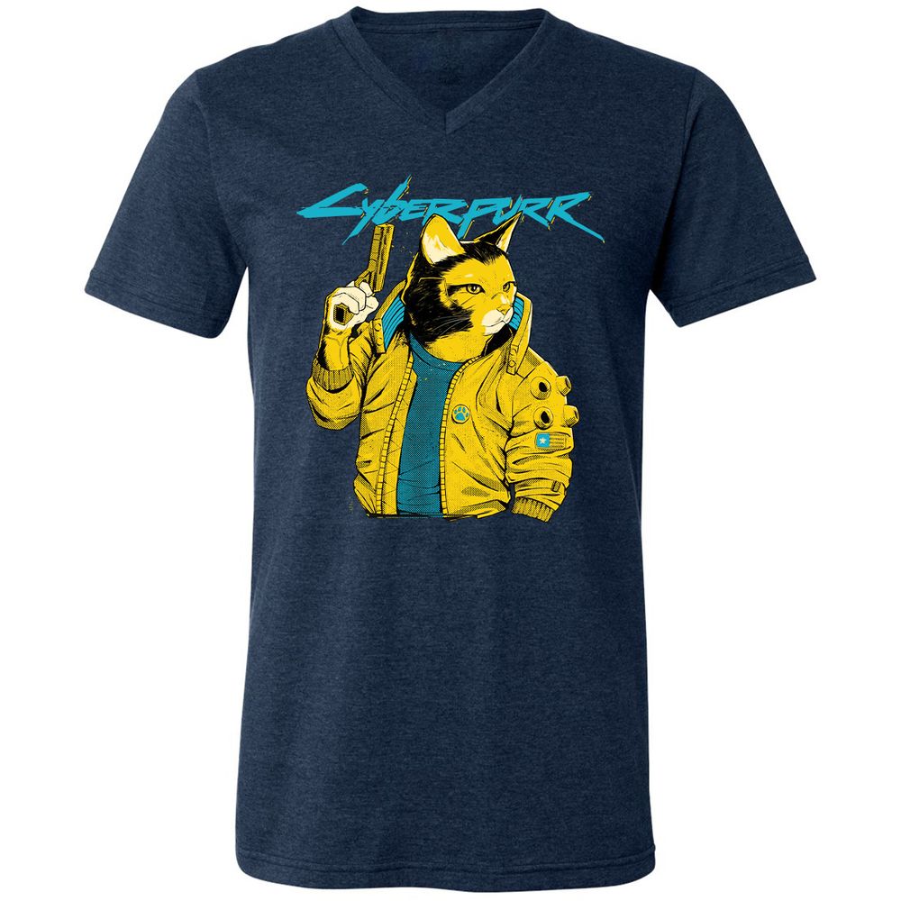 Unisex V-Neck T-Shirt - 4FV27VH6 - Heather Navy - 15