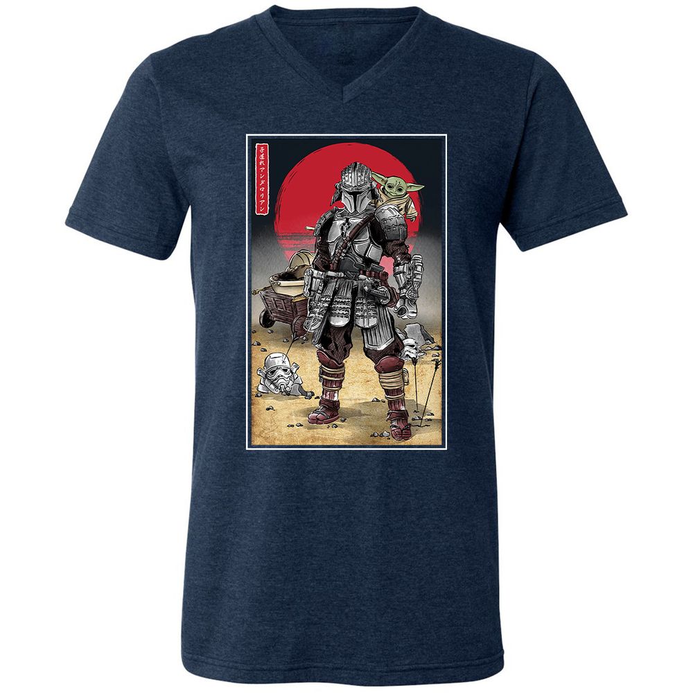 Unisex V-Neck T-Shirt - KEJKCCFN - Heather Navy - 15