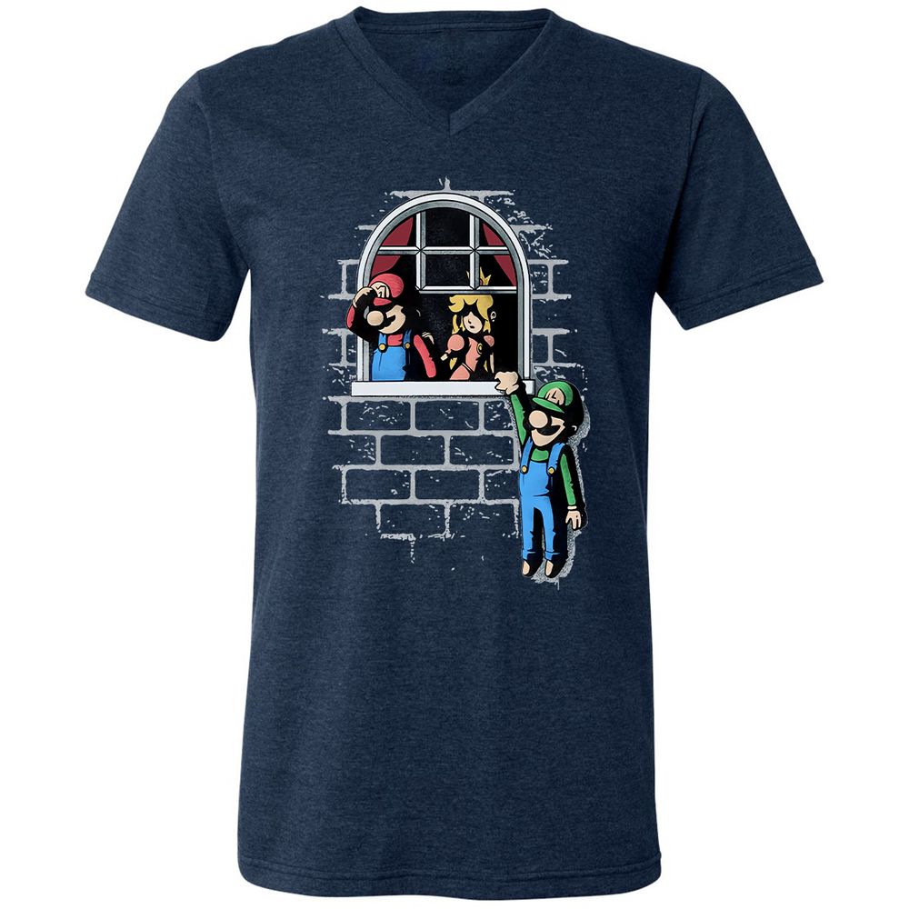 Unisex V-Neck T-Shirt - CBV7YKQQ - Heather Navy - 15