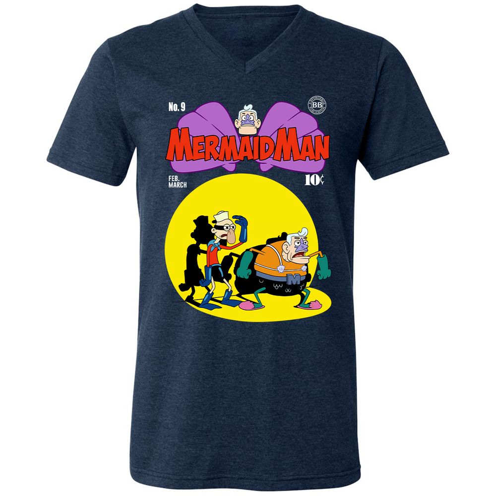 Unisex V-Neck T-Shirt - STCC8KWZ - Heather Navy - 15