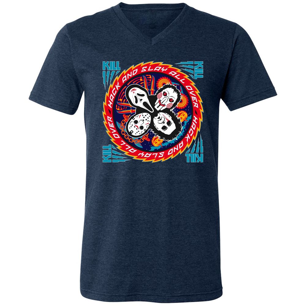 Unisex V-Neck T-Shirt - 3AHLFHV7 - Heather Navy - 15