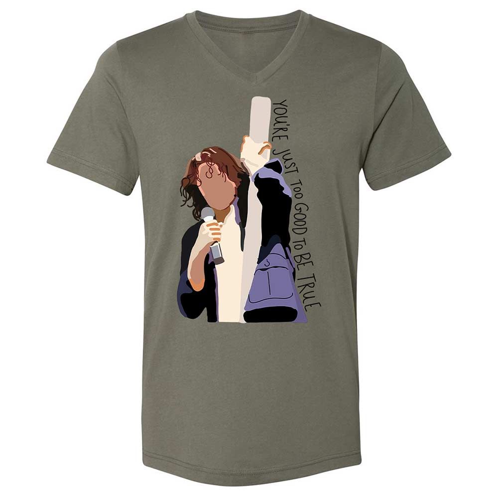 Unisex V-Neck T-Shirt - G9K2V2PQ - Military Green - 15