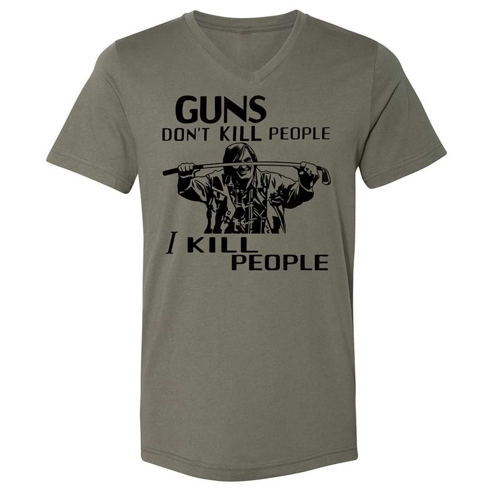 Unisex V-Neck T-Shirt - F37QJMZP - Military Green - 15