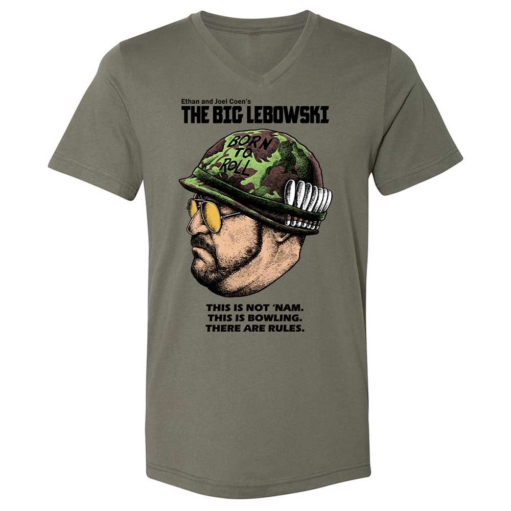 Unisex V-Neck T-Shirt - White - Military Green - 15