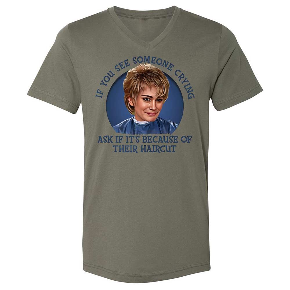 Unisex V-Neck T-Shirt - 8CP7PL58 - Military Green - 15