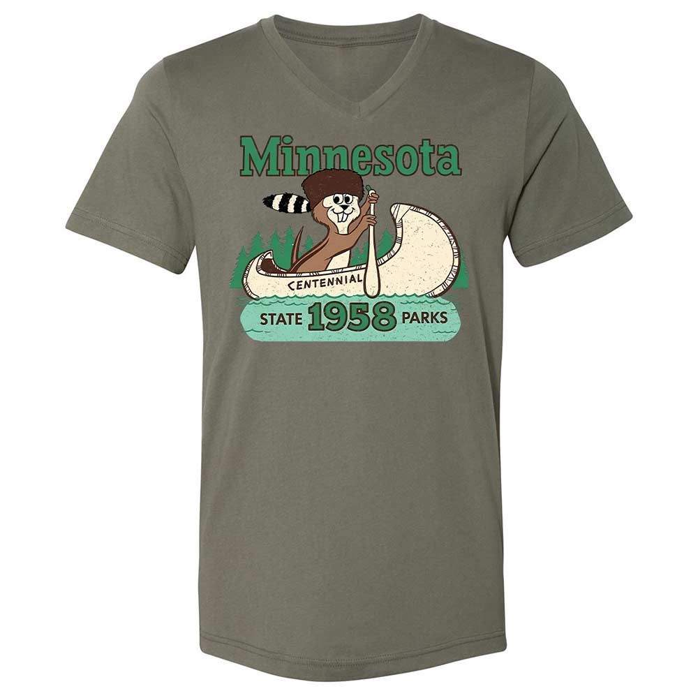 Unisex V-Neck T-Shirt - WQCBZTXK - Military Green - 15