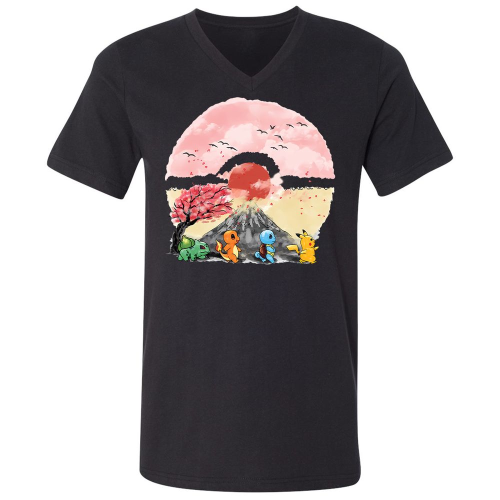 Unisex V-Neck T-Shirt - NQBEUSJ8 - Black - 16