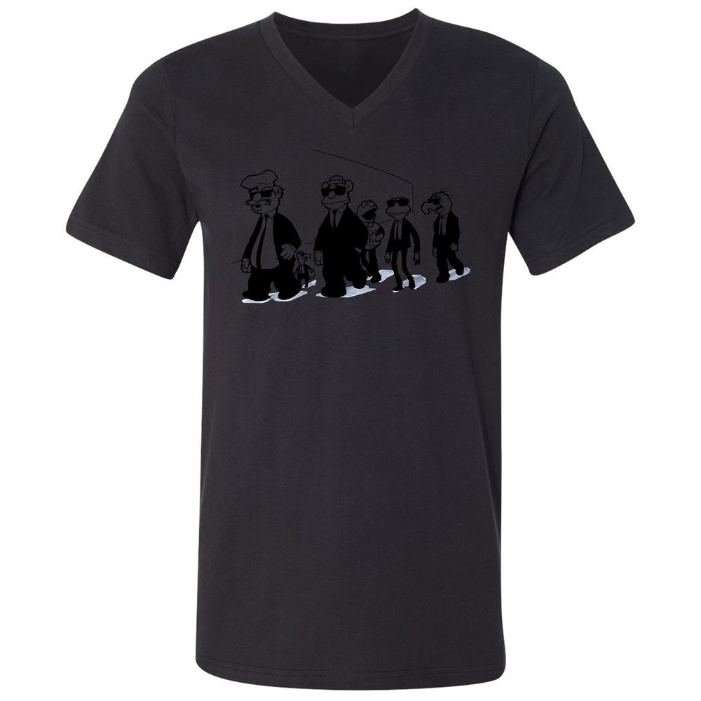 Unisex V-Neck T-Shirt - 8Q43LB3F - Black - 16