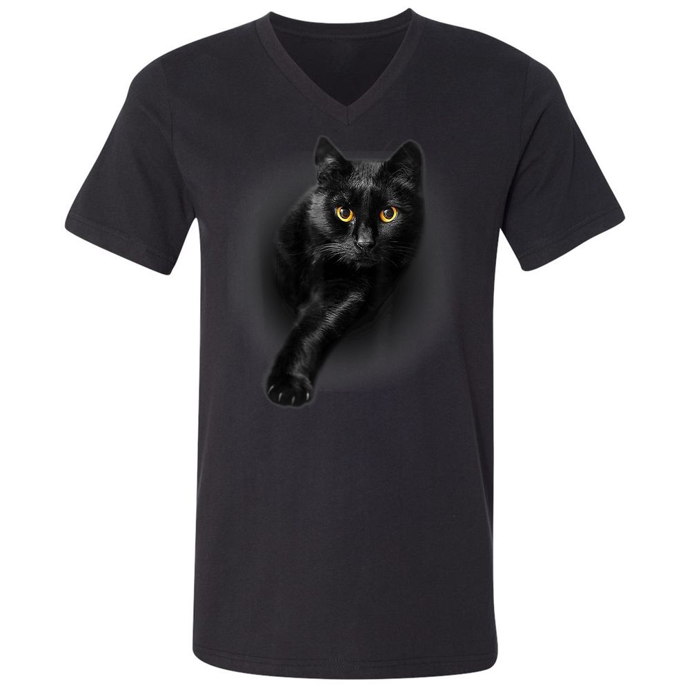 Unisex V-Neck T-Shirt - ZDC7R5Z2 - Black - 16