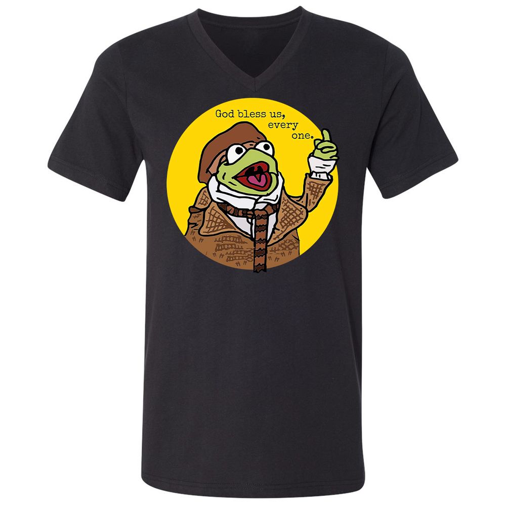 Unisex V-Neck T-Shirt - 6QR4X57F - Black - 16
