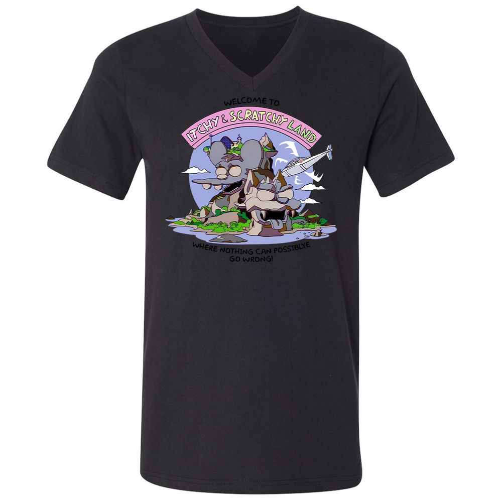Unisex V-Neck T-Shirt - H6RRC4M5 - Black - 16