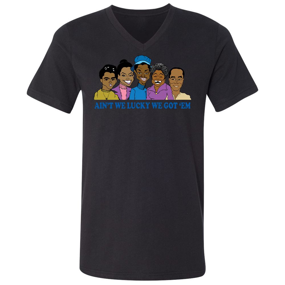 Unisex V-Neck T-Shirt - Q2X1JVQB - Black - 16