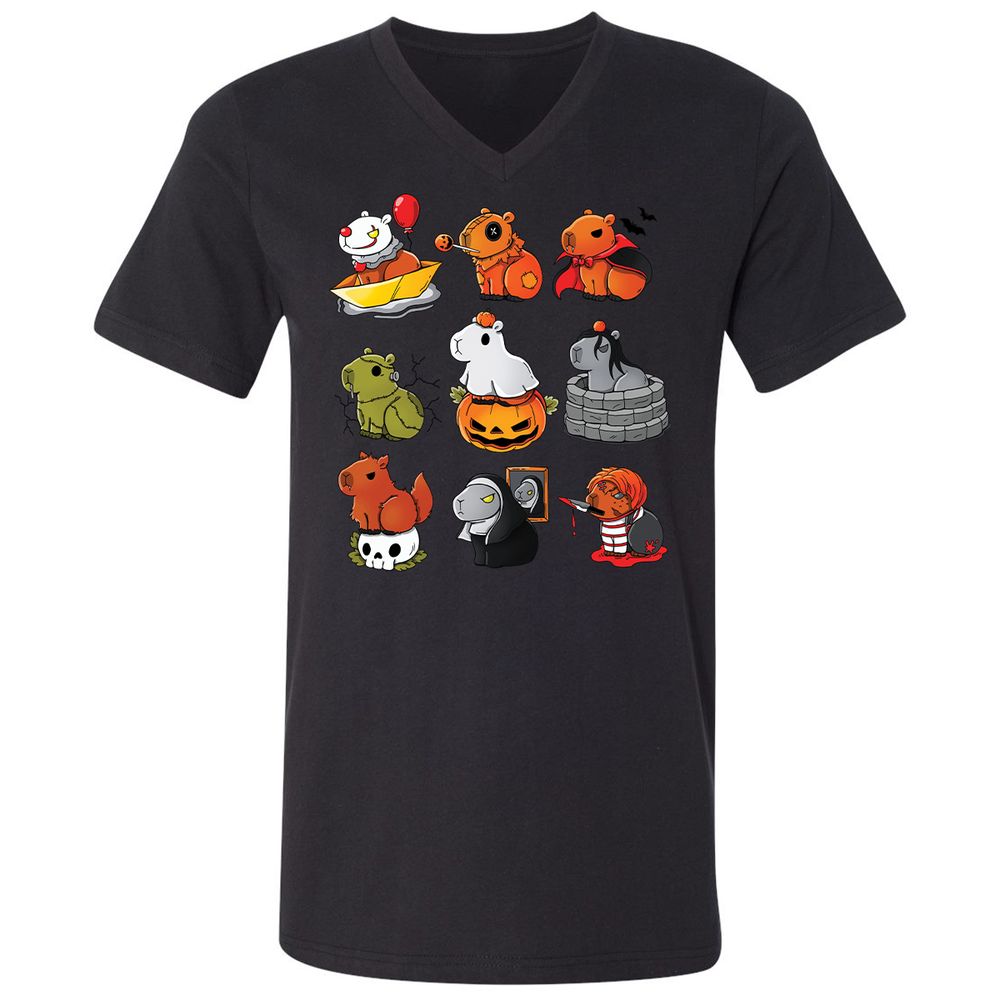 Unisex V-Neck T-Shirt - ZKGSTA7R - Black - 16